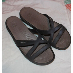 Crocs Sandals Womens Size 10 Brown Patricia Slides Open Toe Casual Rubber